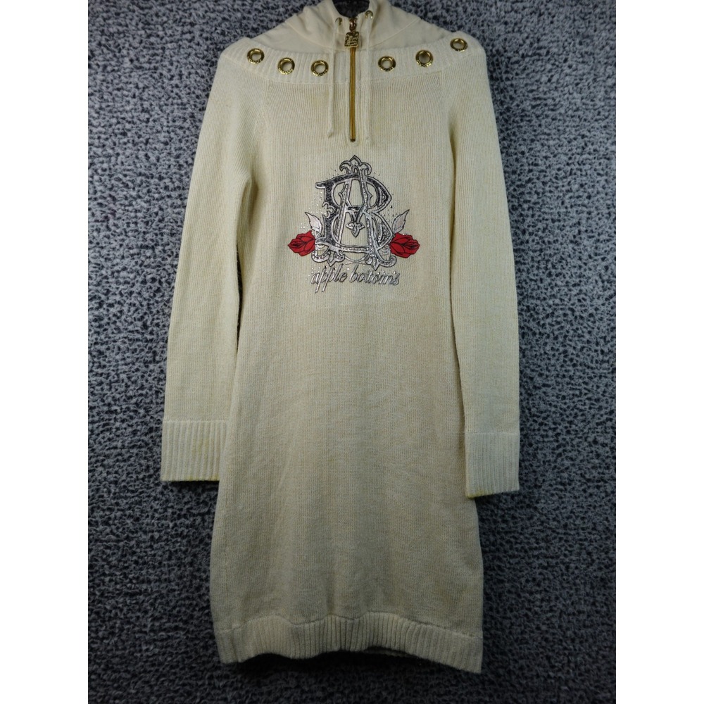 Rare Vintage Women's Apple Bottoms Hooded Cream Hoodie Dress Size Large‎